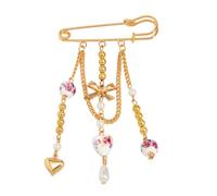 Elegante pin de borlas que fluyen con motivos florales y cuentas de cerámica para uso diario, perfecto para accesorios, versátil y elegante broche
