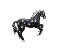 Elegante pin de caballo corriendo inspirado en animales de metal resistente accesorio de moda materiales insignia para todas las personas accesorio versátil, One Size, como se describe