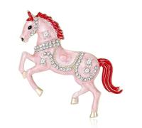 Elegante pin de caballo de cristal esmaltado para accesorios de moda cotidianos, elegante pin de animal, talla única, como se describe