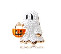 Elegante pin de calabaza con espectros blancos, accesorio de moda para celebración de Halloween, desfiles y fiestas de Halloween