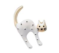 Elegante pin de gatos en blanco y negro con patrón único de puntos, ideal para decoración de atuendos, pines de gatos encantadores, One Size, Como se describe