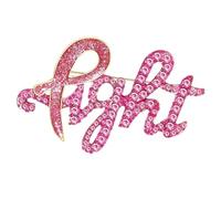 Elegante pin de letras para cáncer de mama, delicado broche de aleación con detalles de cristal, accesorios de solapa, accesorio de uso diario, One Size, como se describe