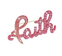 Elegante pin de letras para cáncer de mama, delicado broche de aleación con detalles de cristal, accesorios de solapa, pin en forma de letras, One Size, como se describe