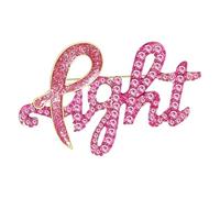 Elegante pin de letras para cáncer de mama, delicado broche de aleación con detalles de cristal, accesorios de solapa, pin en forma de letras, One Size, como se describe