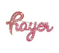 Elegante pin de letras para cáncer de mama, delicado broche de aleación con detalles de cristal, accesorios de solapa, pin en forma de letras, One Size, como se describe
