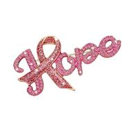Elegante pin de letras para cáncer de mama, delicado broche de aleación con detalles de cristal, accesorios de solapa, pin de concienciación sobre el carcinoma de mama, One Size, como se describe
