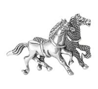 Elegante pin de solapa de metal con dos caballos, opción versátil de color oro/plata, alfiler de pecho, accesorios de metal para uso diario, broche de caballo doble, joyería, Einheitsgröße, como se