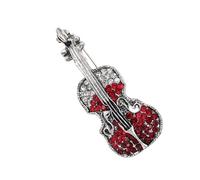 Elegante pin de violín con diamantes de imitación, estilo retro, joyería musical, piezas de declaración para trajes formales informales, accesorio de aleación, pin de solapa, talla única, como se