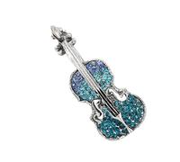 Elegante pin de violín con diamantes de imitación, estilo retro, joyería musical, piezas de declaración para trajes formales informales, accesorio de aleación, broche de violín, talla única, como se