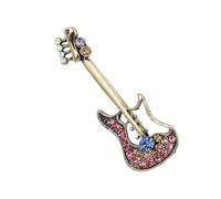 Elegante pin de violín de aleación resistente con elegantes diamantes de imitación, regalo ideal para músicos, accesorio de joyería de moda, broche de música de aleación, talla única, como se describe