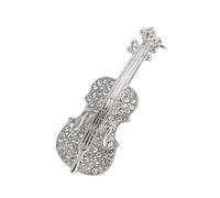 Elegante pin de violín de aleación resistente con elegantes diamantes de imitación, regalo ideal para músicos, accesorio de joyería de moda, broche de música de aleación, talla única, como se describe