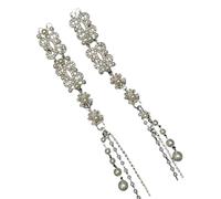 Elegante pinza de pelo con borlas plateadas con diamantes de imitación y perlas, accesorios bohemios para el cabello de boda para novias, damas de honor, bailarinas, horquillas de inspiración étnica