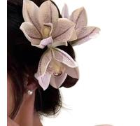Elegante pinza de pelo con diseño de orquídeas para mujer, elegante soporte para coleta de pelo para varios peinados