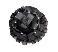 Elegante pinza de pelo de organza negra con delicados diseños de encaje, accesorio de moda para bodas y fiestas