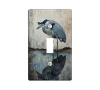 Elegante placa de cubierta para interruptor de luz de garza, pájaro azul y gris con gafas de sol, decoración única del hogar, placas de pared termoplásticas, palanca individual de tamaño estándar