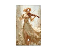 Elegante placa de cubierta para interruptor de luz musical, diseño vintage de violín crema para decoración del hogar, placas de pared termoplásticas, placa de cubierta en blanco de tamaño estándar