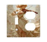 Elegante placa de cubierta para interruptor de luz musical, diseño vintage de violín crema para decoración del hogar, placas de pared termoplásticas, tamaño estándar dúplex