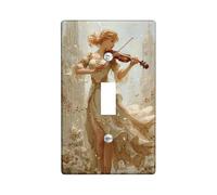 Elegante placa de cubierta para interruptor de luz musical, diseño vintage de violín crema para decoración del hogar, placas de pared termoplásticas, tamaño estándar, palanca única
