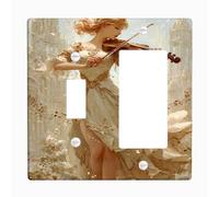 Elegante placa de cubierta para interruptor de luz musical, diseño vintage de violín crema para decoración del hogar, placas de pared termoplásticas, balancín de palanca de tamaño estándar