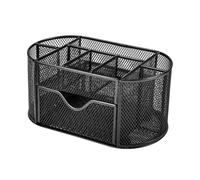 Elegante planificador de lápices de red de metal con 9 divisiones, amplio almacenamiento de escritorio para teletrabajo, planificador de escritorio moderno