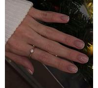 Elegante Prensa Sobre Uñas Barra Cuadrada Corta En Cubiertas Completas Diseños Falsos Con Brillos Para Entusiastas De La Manicura Francesa De