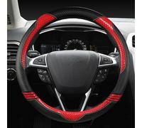 Elegante Protector Interior De Cuero Antideslizante para Volante Coche Embellecedor para Ford para Kuga para Escape 2016 2017 2018 2019 Fácil de Instalar(Rojo)