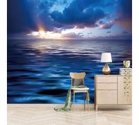 Elegante Puesta De Sol Océano Azul Tridimensional 3D Papel Pintado Pared Fácil Instalación Oficina Sala Estar Sofá Dormitorio TV Fondos Decoración-400cm×280cm