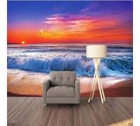 Elegante Puesta De Sol Océano Playa Paisaje Marino 3D Papel Pintado Pared Fácil Instalación Oficina Sala Estar Sofá Dormitorio TV Fondos Decoración-350cm×256cm