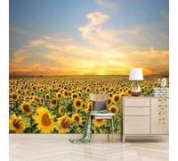 Elegante Puesta De Sol Tridimensional Flores De Girasol 3D Papel Pintado Pared Fácil Instalación Oficina Sala Estar Sofá Dormitorio TV Fondos Decoración-150cm×105cm