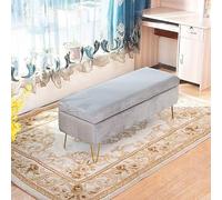 Elegante puf de terciopelo gris con reposapiés, otomana rectangular moderna para entrada y sala de estar, 60 x 40 x 43 cm, versátil y multifuncional, decoración del hogar.