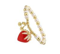 Elegante pulsera con temática de frutas que garantiza comodidad y moda, pulsera con colgante de cuentas, adecuada para el día a día y fiestas, as show, No es una piedra preciosa