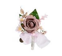 Elegante ramillete de boda para novio con rosas y hojas realistas, perfecto para ceremonias occidentales, elegante ramillete de flores artificiales para novio y novio con detalles realistas perfecto