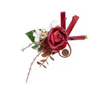 Elegante ramillete de boda para novio con rosas y hojas realistas, perfecto para ceremonias occidentales, elegante ramillete de flores artificiales para novio y novio con detalles realistas perfecto