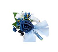 Elegante ramillete de boda para novio con rosas y hojas realistas, perfecto para ceremonias occidentales, elegante ramillete de flores artificiales para novio y novio con detalles realistas perfecto