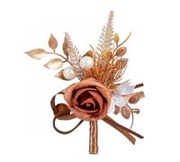 Elegante ramillete de boda para novio con rosas y hojas realistas, perfecto para ceremonias occidentales, elegante ramillete de flores artificiales para novio y novio con detalles realistas perfecto
