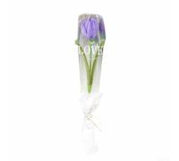 Elegante ramo de tulipanes de ganchillo de 30 cm diseñado para mejorar la decoración de tu hogar, perfecto para cualquier ocasión o como una adición considerada a tu oficina (morado)