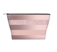 Elegante Raya Rosa Rubor con Brillo De Oro Rosa, Bolsa de artículos de tocador Bolsa de Maquillaje Bolsa de cosméticos Bolsa de artículos de tocador de Viaje portátil