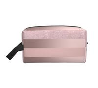 Elegante Raya Rosa Rubor con Brillo De Oro Rosa, Bolsa de Maquillaje Bolsa de cosméticos Bolsa de artículos de tocador de Viaje portátil Organizador de Bolsa de Maquillaje