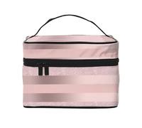 Elegante Raya Rosa Rubor con Brillo De Oro Rosa, Bolsa de Maquillaje Bolsa de cosméticos Bolsa de Aseo de Viaje portátil Estuche para lápices