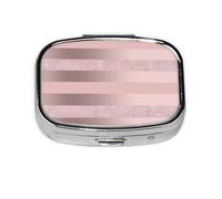 Elegante Raya Rosa Rubor Con Brillo De Oro Rosa, Pastillero cuadrado para bolsillo o monedero, pequeño contenedor de pastillas, organizador de pastillas de viaje