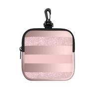 Elegante Raya Rosa Rubor con Purpurina Oro Rosa,Bolsa de Almacenamiento Cuadrada con Cremallera, Monedero de Neopreno, Carteras pequeñas, Monedero pequeño, Monedero