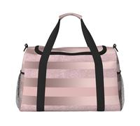 Elegante Raya Rosa Rubor con Purpurina Oro Rosa,Bolsas Deportivas, Bolsos de Viaje Deportivos Cruzados de Mano, Bolsas de Viaje de Gran Capacidad para Mujeres y Hombres.