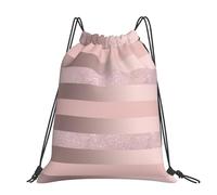 Elegante raya rosa rubor con purpurina oro rosa,Mochila con cordón unisex, bolsa deportiva para gimnasio, mochila informal para el día a día.