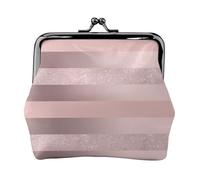 Elegante Raya Rosa Rubor con Purpurina Oro Rosa,Monedero de Piel sintética, Carteras pequeñas, Monedero con Cierre de Broche