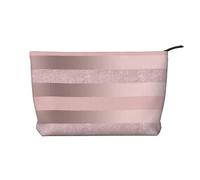 Elegante Raya Rosa Rubor con Purpurina Oro Rosa,Neceser de Pana, Neceser de Maquillaje portátil, Neceser de Viaje