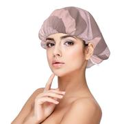 Elegante raya rosa ruborizada con brillo dorado rosa,Gorro de dormir de satén para adultos - Gorro de dormir elástico para mujer, cubrecabello nocturno