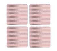 Elegante Raya Rosa ruborizada con Brillo Dorado Rosa,Posavasos Cuadrados de Corcho MDF, Almohadilla para Tazas, Juego de 4 Posavasos para Bebidas