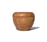 Elegante recipiente de madera de olivo con tapa para afeitar.