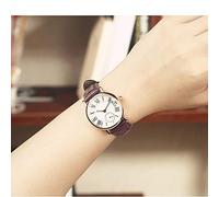 Elegante Reloj Analógico Redondo de Cuarzo para Mujer con Indicador de Fecha y Correa de Cuero (Brown)