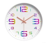 Elegante reloj de pared silencioso de plástico de 30 cm, con arco iris 3D, números, para el hogar